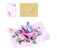 KAHDGSS 3D Butterfly And Flower Popup Postcard Handmade Greeting Card with Envelope for Birthday for Teacher Anniversary Celebration Card
