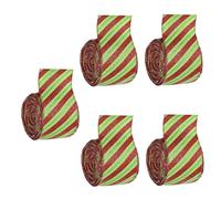 KAHDGSS 5 Rotoli Festival Che Scintillano Nastri A Strisce A Strisce Fatte A Mano Bowknot Christmas Decoration Reput Packaging Ribbons per Un Nastro Avvolgimento Regalo per Feste