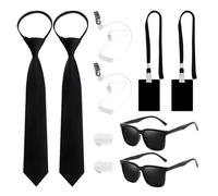KAHDGSS Accessori per costume da agente segreto, con auricolare, occhiali e cravatta, costumi per Halloween, cosplay, giochi di ruolo, per adulti e bambini