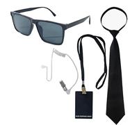 KAHDGSS Accessori per costume da agente segreto, con auricolare, occhiali e cravatta, costumi per Halloween, cosplay, giochi di ruolo, per adulti e bambini