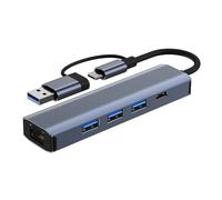 KAHDGSS Adattatore USB C+USB Expander USB3.0 Tipo C Splitter 100mbps/1000mbps Adattatore multiporta Ethernet Espansore USB Per PC Laptop Tipo C a Ethernet Convertitori