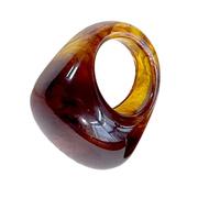 KAHDGSS Anelli in resina geometrici vintage, design leggero, color ambra, gioielli regalo comodo da indossare, accessorio retrò per donne e uomini, resistente alle allergie cocktail, Misura unica