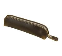 KAHDGSS Astuccio in pelle pratico astuccio per penne con cerniera, astuccio fatto a mano, per penne a sfera, pennarelli, gomme, Marrone