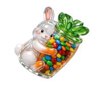 KAHDGSS Barattolo Vetro Trasparente per Caramelle a Tema Pasquale con Disegni Conigli e Uova Pulcino Contenitore per Decorazioni Natalizie e Uso Cucina Contenitore in Vetro a Tema Pasquale