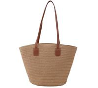 KAHDGSS Borsa da donna in paglia intrecciata di grande capacità borse a tracolla casual borsa da viaggio borsa da viaggio per spiaggia e uso quotidiano donna, Caff, One Size