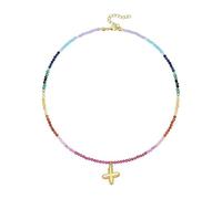 KAHDGSS Collana A Ciondolo A Gorgogliamento Gorgogliamento Oro 14k Con Perle Pietre Arcobaleno Per Perle Per Le Donne Vocazione In Spiaggia Gioielli Alla