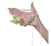 KAHDGSS Collana alla con accento floreale verde Accessori a catena con clavicola a lunghezza regolabile per donne e ragazze Collana con fiori verdi