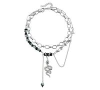 KAHDGSS Collana alla moda con design a serpente in lega robusta accessorio gotico con frangia oscillante per un look punk stile punk collana a catena a serpente, Misura unica, come descritto, come