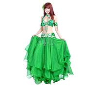 KAHDGSS Costume professionale danza del ventre per donna: abito con cintura reggiseno e girocollo Set costumi danza del ventre per feste carnevale