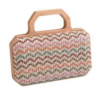 KAHDGSS Donne Straw Beach Borse Simple Spalla Bullo Croce Crossbody Vacate Messaggeri Eleganti Shopping Incontri Donne Beach Elegante Spalla Paglie Croce Crovalca In Legno Manico In Legno