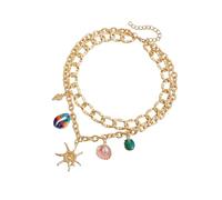 KAHDGSS Elegante collana con perle di lunghezza regolabile e conchiglia, per uso quotidiano, vacanze, feste in spiaggia