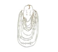 KAHDGSS Elegante set di collana e orecchini multistrato di perle per donne alla moda che amano gioielli dallo stile unico