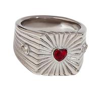 KAHDGSS Eleganti anelli in acciaio inox a forma di cuore con cristalli, ideali per donne moderne e coppie, gioielli per anniversari, C, come descritto, come descritto