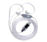 KAHDGSS KZM2 Cavo per cuffie placcato argento con due microfoni di tipo C con interruttori EQ integrati per musica e podcast personalizzabili
