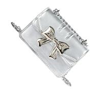 KAHDGSS Moderna borsa a tracolla in pelle PU con fiocchi per coloro che apprezzano l'estetica sofisticata e la praticità estetica, Argento, One Size