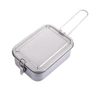 KAHDGSS Scatola per il pranzo da campeggio in lega di metallo con manico pieghevole contenitore portatile picnic rettangolare pranzo durevole maniglia pieghevole contenitore da campeggio scatola