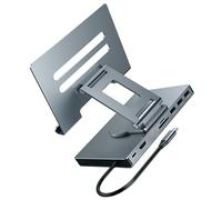 KAHDGSS Supporto per Laptop Girevole Pieghevole con Adattatore Tipo C Porta Rete RJ45 Ricarica da 100 W Porta da 3, 5 mm Dissipazione del Calore Docking Station Girevole Tipo C Antiscivolo