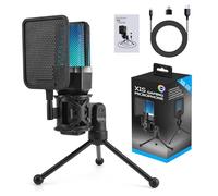 KAHDGSS USB Desktop Microfono Set Con Illuminazione & Alta Sensibilità Condensatore Regolabile 360 Gradi Microfono Stand Per La Casa