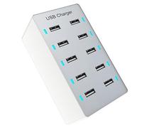 Kahdsvby 1 PC Caricatore Multiporta USB da 50 W Caricatore A Ricarica Rapida Hub Caricatore A Ricarica Rapida A 10 Porte Caricatore da Tavolo per Ricarica (UE)