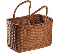 Kahdsvby 1 plastica rattan cesto di vimini intrecciato, manici per fiori, paglia, frutta, regalo, borsa per la spesa