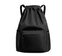Kahdsvby 1 PZ Tasca con Cordino di Serraggio Borsa da Viaggio Borsa Fitness per Donne Nero, Nero
