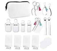 Kahdsvby 1 set di spazi vuoti di sublimazione con astuccio per il trucco, , orecchini, sottobicchieri per tazza adatti per l', Foto a colori.