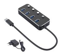 Kahdsvby Adattatore di Alimentazione USB 3.0 4 Porte Hub Splitter in Lega di Alluminio Interruttore Multi-Estensione USB Hub 1.2 M Hub USB 3.0 Spina UE A
