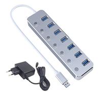 Kahdsvby Adattatore di Alimentazione USB 3.0 7 Porte Hub Splitter In Lega di Alluminio Switch Multi-Extender USB da 1,2 M Set Hub Hub USB 3.0 Spina UE A