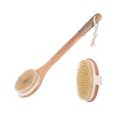 Kahdsvby da bagno in legno Set di 2 spazzole da bagno in setole per massaggio corporeo, per doccia esfoliante, manico lungo