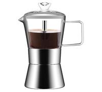 Kahdsvby Moka per espresso con piano in vetro e acciaio , caffettiera classica , 240 ml