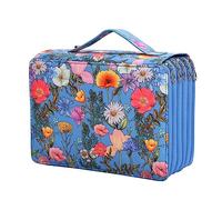 Kahdsvby Organizzatore di astuccio per matite colorate a 250 scomparti con chiusura a scorrimento a 5 strati - Borsa portaoggetti per penne di grande capacità per studente artista B, blu