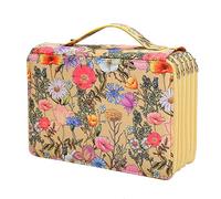 Kahdsvby Organizzatore di astuccio per matite colorate a 250 scomparti con chiusura a scorrimento a 5 strati - Borsa portaoggetti per penne di grande capacità per studente artista B, giallo