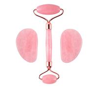 Kahdsvby Rullo di giada al quarzo rosa Gua Sha Board Rullo di giada naturale massaggiatore facciale per massaggio viso anti invecchiamento