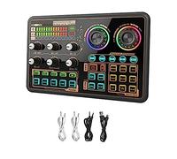 Kahdsvby Scheda Di Effetti Sonori Live Sound Board Nero per Microfono PC, Mixer Audio per Karaoke, Giochi