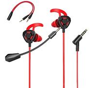 KAHEAUM Cuffie da gioco con microfono, cancellazione del rumore, con microfono staccabile, auricolari cablati con suono surround per PC, Xbox One, PS4, PS5, Nintendo Switch, PlayStation 5, telefono