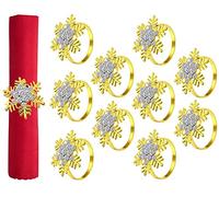 KAHEIGN 10 Pezzi Portatovaglioli di Natale, Oro Fiocco di Neve Portatovaglioli Fibbia per Tovaglioli di Natale con Strass per Pranzo di Natale Ringraziamento Tavolo Decorazione (4,5cm x 4,5cm)