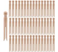 KAHEIGN 100 Pezzi Mollette in Legno, 11CM Mollette Dolly Color Legno Naturale Per Creazione di Bambole e L'artigianato Fai-da-te - Mollette per Stendibiancheria Abbigliamento Appeso