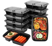 KAHEIGN 12 Pezzi 2 Scomparti Contenitori per Preparazione dei Pasti, 1000ml Riutilizzabile Vassoi per Alimenti in Plastica Contenitore per Gastronomia a Tenuta Stagna Senza BPA con Coperchi Ermetici