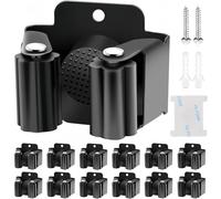 KAHEIGN 12 Pezzi Porta Scope in Acciaio Inox, Supporto per Mocio da Parete Gancio per Utensili Resistente con Ingranaggio in Silicone Antiscivolo per Cucina Bagno Armadio Giardino Garage