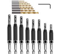 KAHEIGN 17Pz Set Di Punte Per Trapano A Cerniera, HSS Punte Autocentranti Cerniera Tapper Perforatrice Per Fori Per Cassetto Per Armadietto Per Porte E Finestre Lavorazione Legno (5/64'' - 1/4'')
