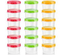 KAHEIGN 18 Pezzi Piccoli Contenitori per Alimenti, 4oz /120ml Ciotole di Plastica Riutilizzabili Impilabili per Gastronomia con Coperchi a Tenuta Stagna, Lavabili in Lavastoviglie Microonde Freezer