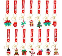 KAHEIGN 20 Pezzi 3D Portachiavi di Natale Con Cinturino in Silicone, 10 Stili Cartoni Babbo Natale Pupazzo di Neve Albero per Festa Regali Decorazione