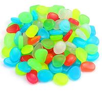 KAHEIGN 200 Pezzi Pietre D'ardore di Plastica, Ciottoli Luminosi Colorati Si Illuminano al Buio Rocce di Ghiaia per L'abbellimento del Giardino All'aperto Decoro Percorso Acquario