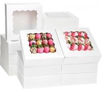 KAHEIGN 24 Pezzi Scatole per Biscotti con Finestra, 23CM x 23CM x 6.5CM Grandi Scatole Bianche per Pasticceria Quadrate Scatole per Dolcetti Torte Ciambelle Cioccolato Ricoperte Fragole Muffin Torte
