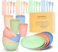 KAHEIGN 28Pz Stoviglie Di Plastica, 4 Set Piatti, Tazze, Ciotole E Posate Leggeri E Infrangibili, Ecologico E Riutilizzabile Nel Microonde E Lavabile In Lavastoviglie Ciotola Piatti Per Picnic
