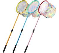 KAHEIGN 3 Pezzi Retini da Pesca per Bambini, 95CM Retino per Farfalle Telescopico Retino per Foglie da Piscina Estensibile da 68CM a 95CM -per Bambini Cattura Insetti Farfalle Pesci Uccelli (3 Colori)