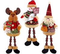 KAHEIGN 3 Pz Figurine Di Peluche Natalizie, Seduta Babbo Natale, Pupazzo Di Neve, Renna, Ornamento Statuetta Gambe Lunghe, Per La Decorazione Domestica Della Del Camino