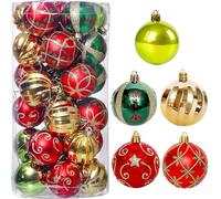 KAHEIGN 30 Pezzi Palline di Natale, 6CM Oro Rosso Verde Ornamenti di Palle di Natale Palline di Natale Infrangibili da Appendere per Albero di Natale Vacanze Casa Natale Festa Decorazione (5 Stili)