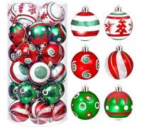 KAHEIGN 30 Pezzi Palline di Natale, 6CM Rosso Verde Bianco Ornamenti di Palle di Natale Palline di Natale Infrangibili da Appendere per Albero di Natale Vacanze Casa Natale Festa Decorazione (6 Stili)