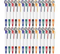KAHEIGN 30 Pezzi Penna a Sfera a Forma di Calcio, 14CM Penne a Inchiostro Nero Retrattili Penne da Calcio a Punta Fine da 1,0mm Penne da Scrittura con Impugnatura Morbida (5 Colori)